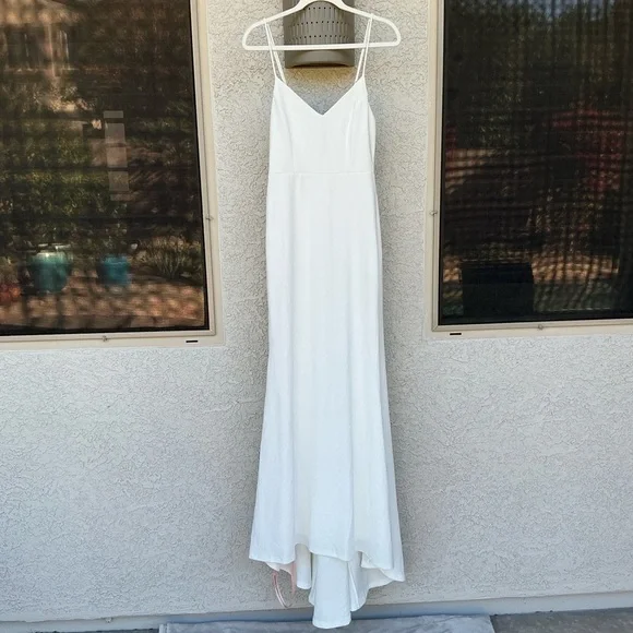 NWOT Lulu’s Feeling of Forever White Sleeveless Mermaid Maxi Wedding Dress Small - Picture 3 of 12